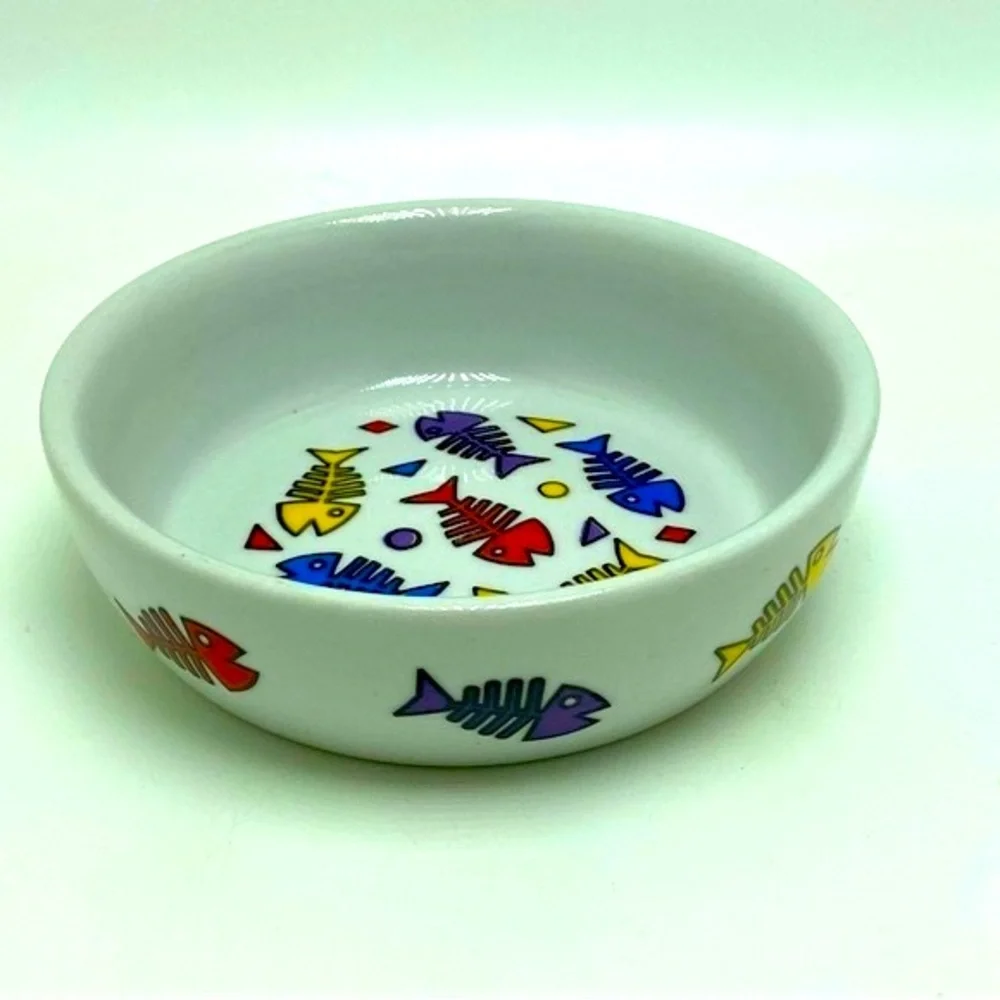 Colorful Fish Ceramic Cat Dish